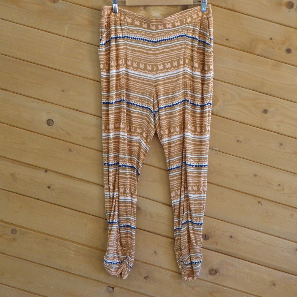 Lilka Anthropologie Beige Tan Stripe Waistband Relax Lounge Leggings Pants L